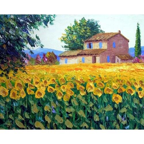 High quality Oil painting Canvas Reproductions Sunflowers By Jean Marc Janiaczyk hand painted