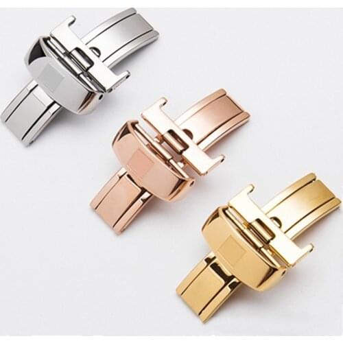 Watch Clasp For Tissot T41 T065 T063 T17 Leather Strap Watch Accessories Steel Folding Butterfly Watch Buckle Belt Clasp