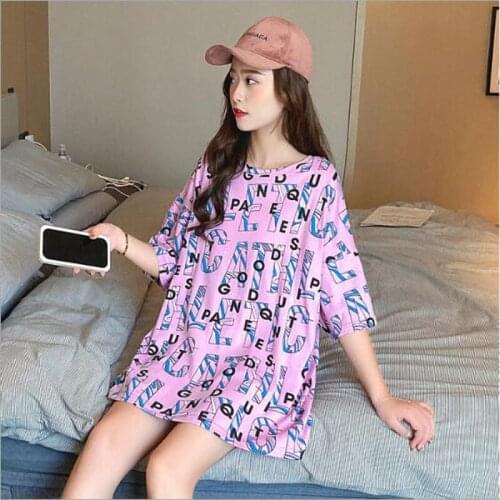 New Fashion T shirt Women Spring Summer Letters Print Short Sleeve O Neck Woman T-shirt Casual Loose Tshirt Women