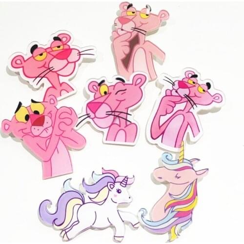 1PCS Cute Pink Panther Unicorn Brooch Acrylic Cartoon Anime Badges Good Quality Pin For Kids Party Gifts Decoration On Bag Hat