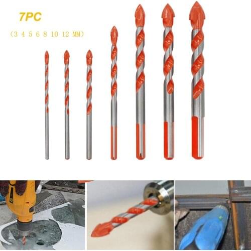 7pcs Multifunctional Drill Bit Wall Ceramic Glass Punching Drill Bit Power Tools Ceramic Glass Concrete Ceramic Punching Drill