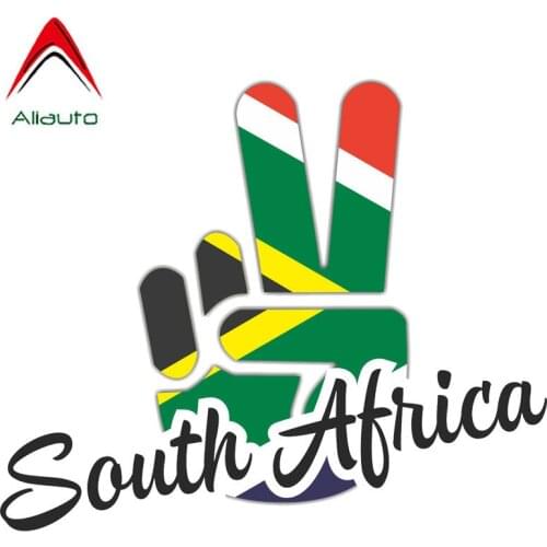 Aliauto Creative Car Sticker South Africa Flag Personality Victory Finger Accessories Waterproof Decal PVC for Seat VW,16cm*13cm