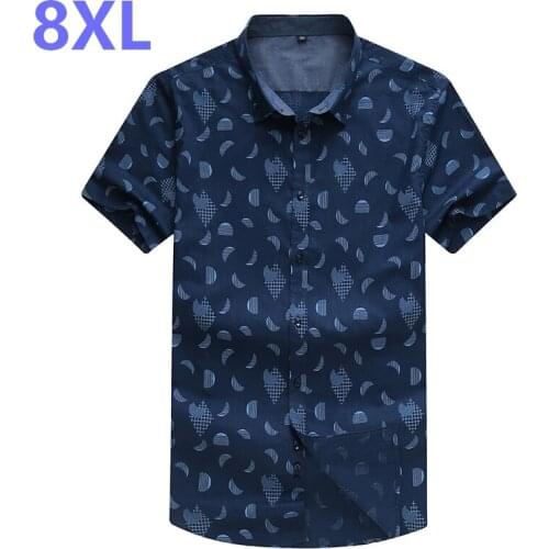 Free shipping plus size brand NEW 8XL 7XL 6XL 5XL 4X casual shirt summer style men cotton solid slim fit short-sleeve shirts