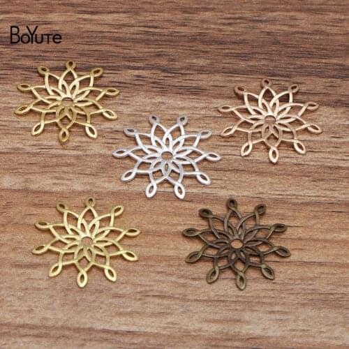BoYuTe (50 Pieces/Lot) 5 Colors 23MM Filigree Flower Connector Charms Pendant Diy Hand Made Jewelry Accessories