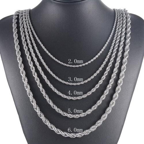10Pcs Wholesale 316L Stainless Steel Rope Chain Necklace for Men and Women Chain Necklace Stainless Steel Jewelry Fashion