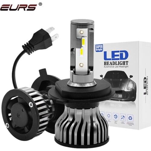 EURS Mini H4 LED Headlight Bulbs 6000K 12V 7600LM Diode Lamps LED H1 H7 LED 9005 9006 HB3 HB4 9012 Running Auto Fog Head Lamp