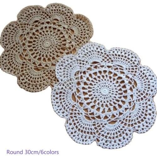 HOT Lace Round cotton table place mat pad Cloth crochet dining placemat cup mug tea dish coaster handmade glass doily kitchen