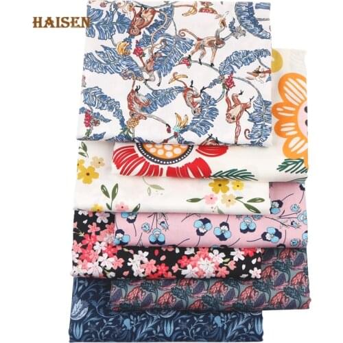 Haisen,7pcs/Lot,40x50cm,Floral Printed Twill Cotton Fabrics Patchwork Cloth DIY Sewing Quilting Tissue Material For Baby&Childs