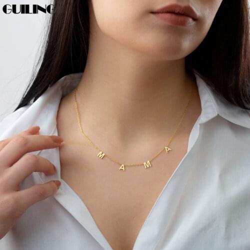 Dainty Personalized Custom Letter Necklace with Name Stainless Steel Initials Pendant Charm Women Jewelry Necklace Mother Gift