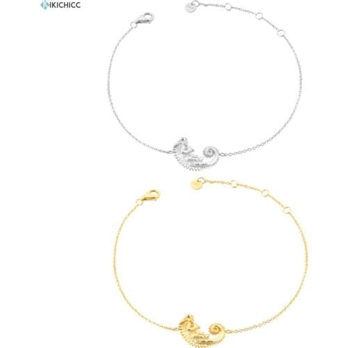 KIKICHICC 2020 New 925 Sterling Silver Gold Luxury Chameleon Motif Bracelet Bangle Women Chain Luxury Jewelry Gift Fine Jewel