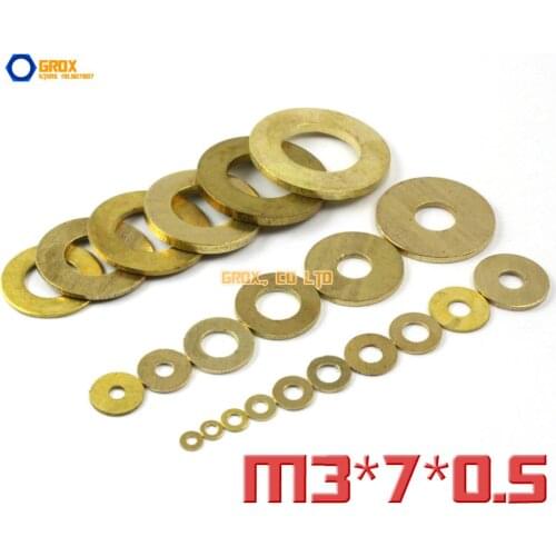 500 Pieces M3 x 7 x 0.5mm Brass Flat Washer