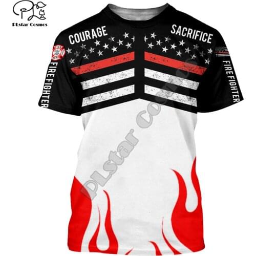 PLstar Cosmos Amazing Cool Firefighter 3D Print Fashion Summer T-Shirts Flag Short-Sleeve Tee Men/Women Casual Streetwear Q54