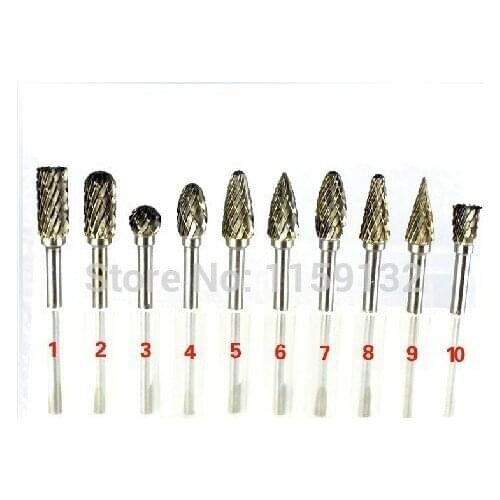 10pcs 1/8" Tungsten Carbide cutter Rotary Burr Set CNC Engraving Bit w/ CED 6mm