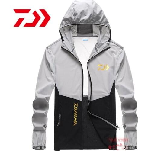 2021 New DAIWA Fishing Clothes Mens Clothing Summer Light Breathable Quick Dry Sport Camping Sun Protection Hooded Thin Jackets