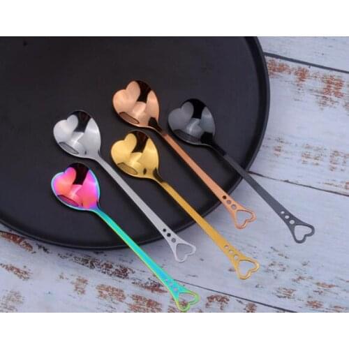 New Heart Shape Stainless Steel Coffee Spoon Dessert Sugar Stirring Spoon Ice Cream yogurt Honey Spoon Kitchen Hot Gift