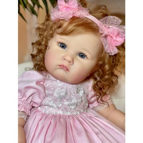 NPK 60CM Reborn Toddler Charlltte Princess High Quality Hand Paint Multiple layers with Visible Veins Rooted Long Curly Hair