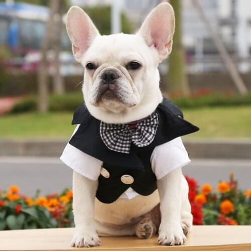 Black Dog Clothes Gentleman Dog Coat For Weeding Party Tuxedo Suit Boy Dog Jacket Bridegroom Pet Clothing Costume French Bulldog