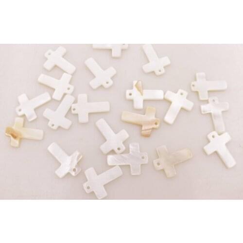 20 PCS 16mmX23mm Cross Shell Natural White Mother of Pearl Pendant