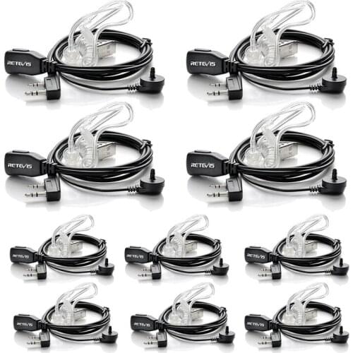 Retevis Radio Headset 2 Pin Sound Tube Headphones Compatible with Walkie Talkie RT24 RT27 RT22 RT622 RT617 RT618 RT619 BF-88E