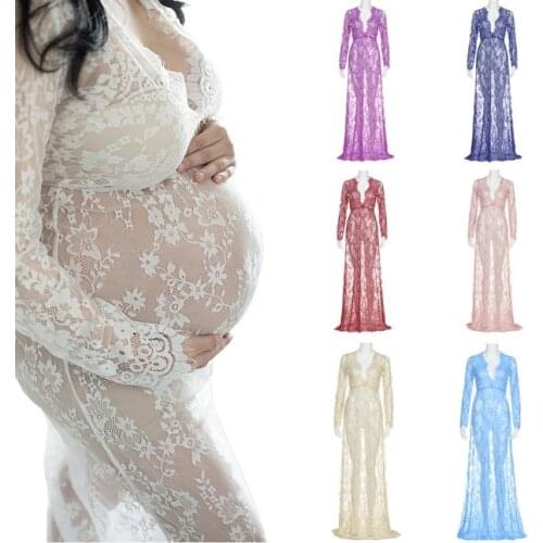 Plus Size 4XL Maternity Lace Dress Women Sexy Maternity Photography Props maxi dresses Fancy shooting photo Pregnant Clothes