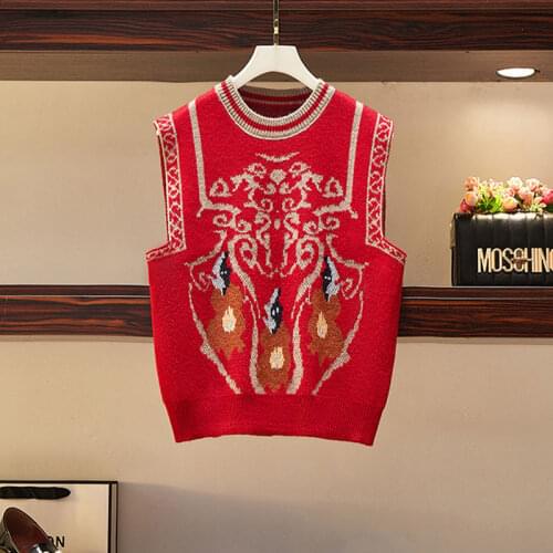 Plus size womens 2021 spring and autumn new fashion shirt knitted sweater vest vest casual