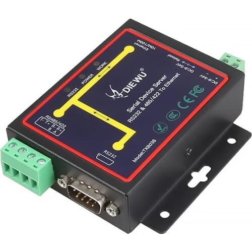 RJ45 To RS232 RS485 Industrial Male Converter TCP/UDP Serial RS232 RS485 RS424 To Ethernet Device Server Support Window System