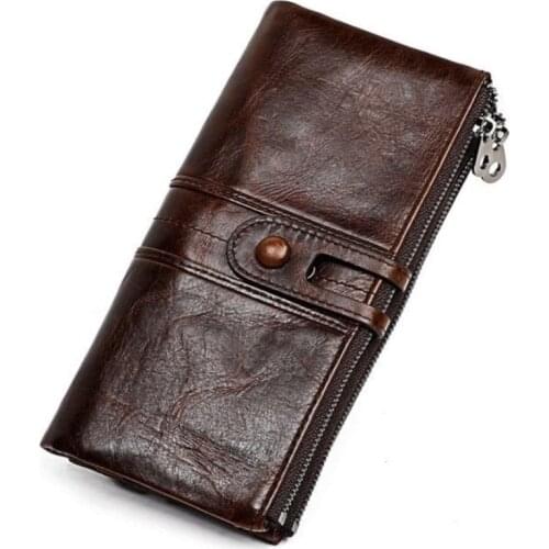 Luxury Brand 100% Top Genuine Cowhide Leather High Quality Men Long Wallet Coin Purse Vintage Designer Male Carteira Wallets