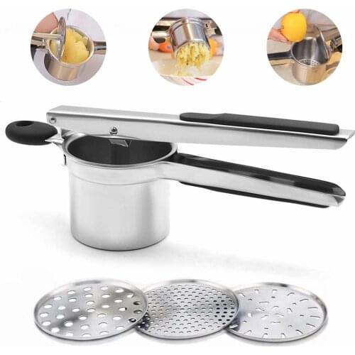Stainless Steel Potato Ricer Multifunction Rammer Set 3 Discs Fruit Vegetable Masher Juicer Squeezer Food Press Kitchen Tools