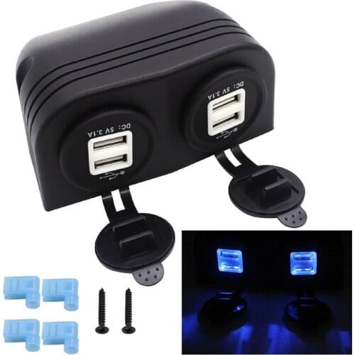 12V Universally Waterproof CAR 5V/3.1A Doul USB Charger Adapter with Cover for Caravan Camper Van Boat Motorhome Car Yacht RV