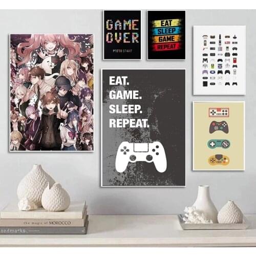 Gaming Print Vintage Wall Art Canvas Painting Gamer Gift Video Game Vintage Poster Gamepad Controller Picture Boy Kid Room Decor