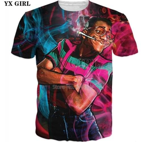 YX GIRL 2019 New summer 3d Fashion Men T-Shirt steev urkel characters patterns Printed Men Women Casual Cool t shirts