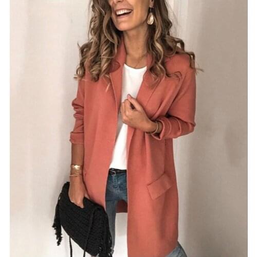 Office Lady Women Autumn Solid Color Lapel Collar Slim Fit Blazer Jacket пиджак женский оверсайз