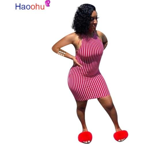 2020 Women Summer Mini Dress Fashion Strap Striped Print Bodycon Backless Bandage Party Night Club Street Dresses Vestidos