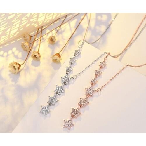 New 925 Sterling Silver Fashion Vintage Attractive Star Chain Clavicle Necklaces For Women Girls Elegant Choker Necklace CY1454