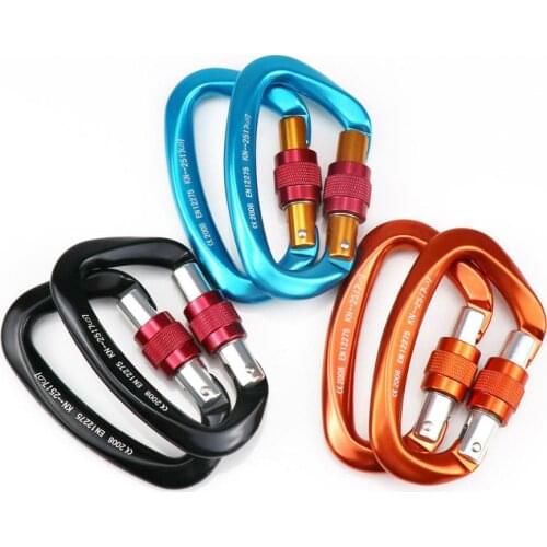 D-type carabiner lock 25KN climbing fast hanging 7075 aviation aluminum buckle camping equipment hammock safety lock 35A12