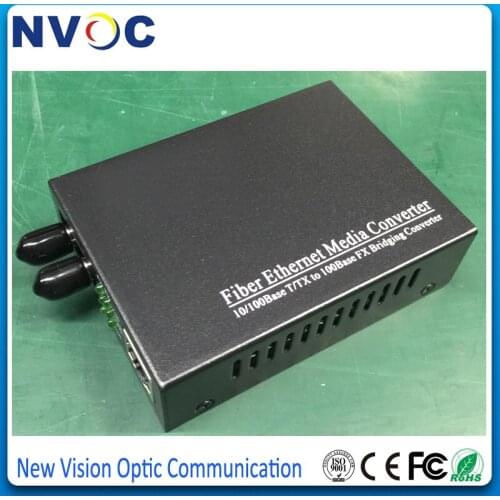 10/100M Fiber Optical Media Converter,1310NM,2KM,Multi Mode,Dual Fiber,1RJ45,ST,External power Supply,Euro Charger