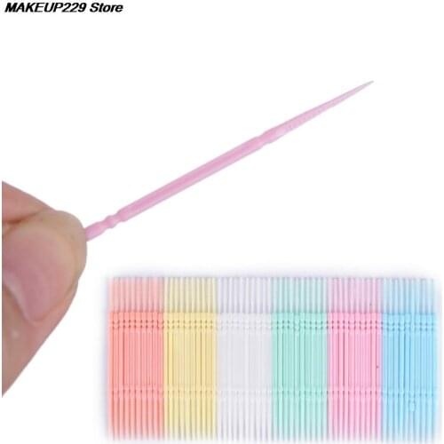 100pc Soft Plastic Double-headed Brush Stick Floss Pick Toothpick Oral Care Dental Floss Interdental Toothpick Brush Teeth Stick
