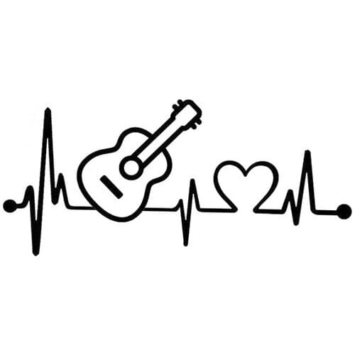 14.9CM*6.7CM Fun Acoustic Guitar Heartbeat Vinyl Motorcycle Car Sticker Decal