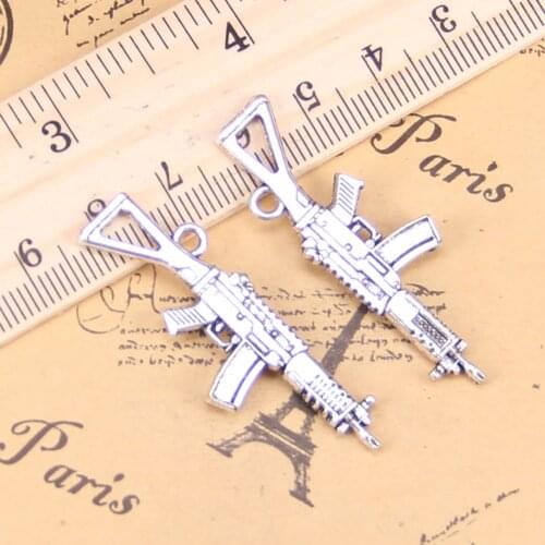 30pcs Charms machine gun assault rifle 45x13mm Antique Making pendant fit,Vintage Tibetan Silver,DIY bracelet necklace