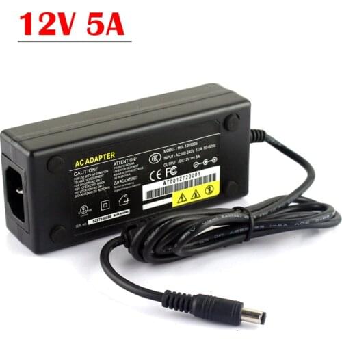 DC 12V 5A Power Supply Adapter + 1 to 4 Port Split Power Cable for CCTV Security Camera DVR Analog AHD TVI CVI camera DVR System