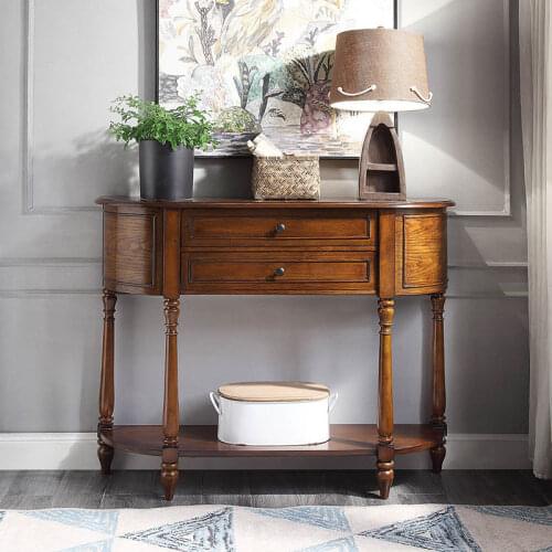 American style porch table living room solid wood porch cabinet semicircular partition cabinet hallway vestibule platform