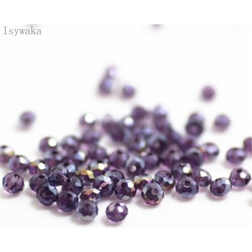 Isywaka Purple AB Colors 3x4mm 145pcs Rondelle Austria faceted Crystal Glass Beads Loose Spacer Round Beads Jewelry Making