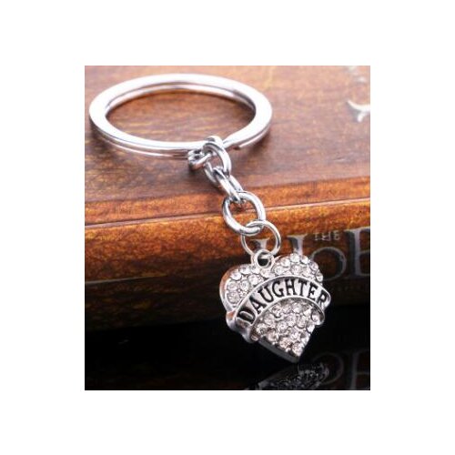 100pcs/lot fedex fast Family Rhinestone Crystal Heart keychain Mom NANA Nurse Teacher key ring
