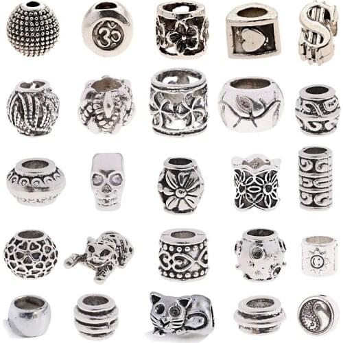 Stainless Steel Beads 5 pcs DIY Skull Beads for Mans Charms Bracelets Copper Plating Kralen Jewelry Making Diy Rope Pendant