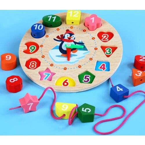 Children Shape Matching Disassembling Small Alarm Clock Know Basic Life Skill Preschool Early Education Children Wooden Toys