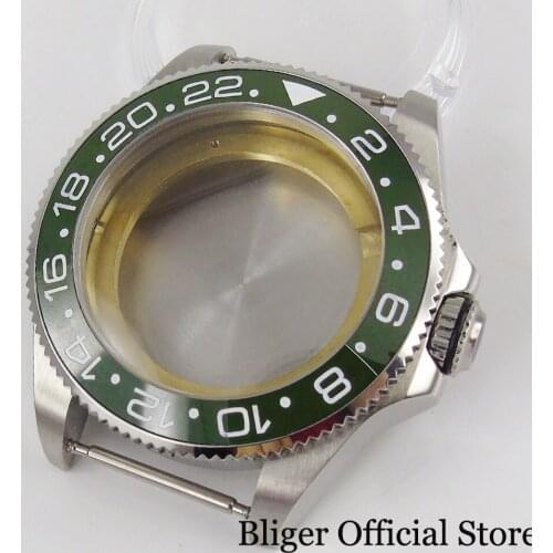 ETA 2836 MIYOTA 8215 8205 GMT SUB Automatic Watch Case Seeing Backcover Unidirectional Bezel Ceramic Insert without Cyclop