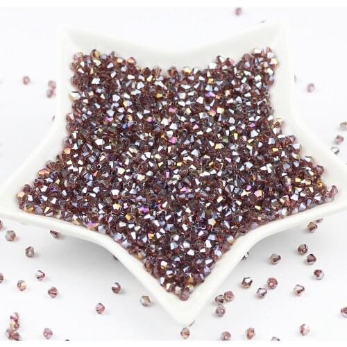 Purple AB 100pcs 4mm Double Bicone Handiwork DIY Austria Crystal Glass Loose Spacer Beads for Jewelry Making accessories Perles