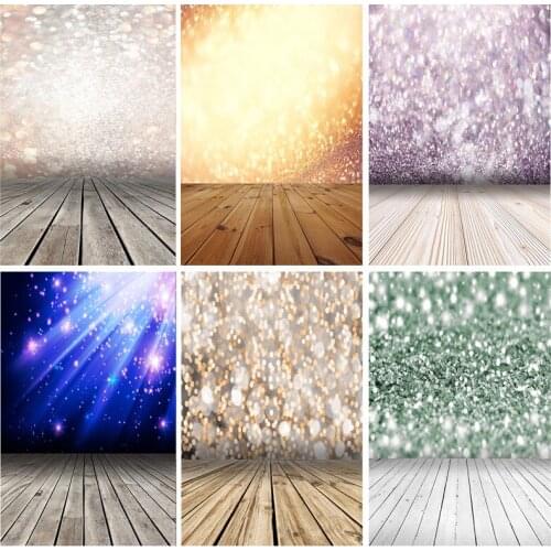 SHENGYONGBAO Light Spot Bokeh Glitter Wooden Floor Portrait Photography Backdrops Props Photo Studio Backgrounds 21222 LX-06