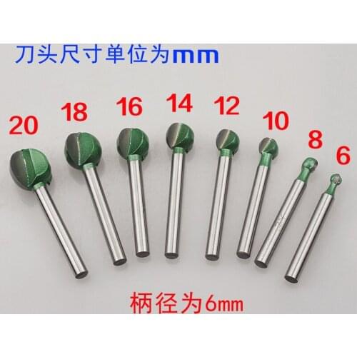 Fixmee 6mm shank 6/8/10/12/14mm Router CNC Spherical woodworking Engraving V Groove knife cutter Bit