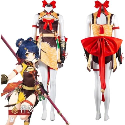 Genshin Impact Xiangling Cosplay Costume Outfits Halloween Carnival Suit